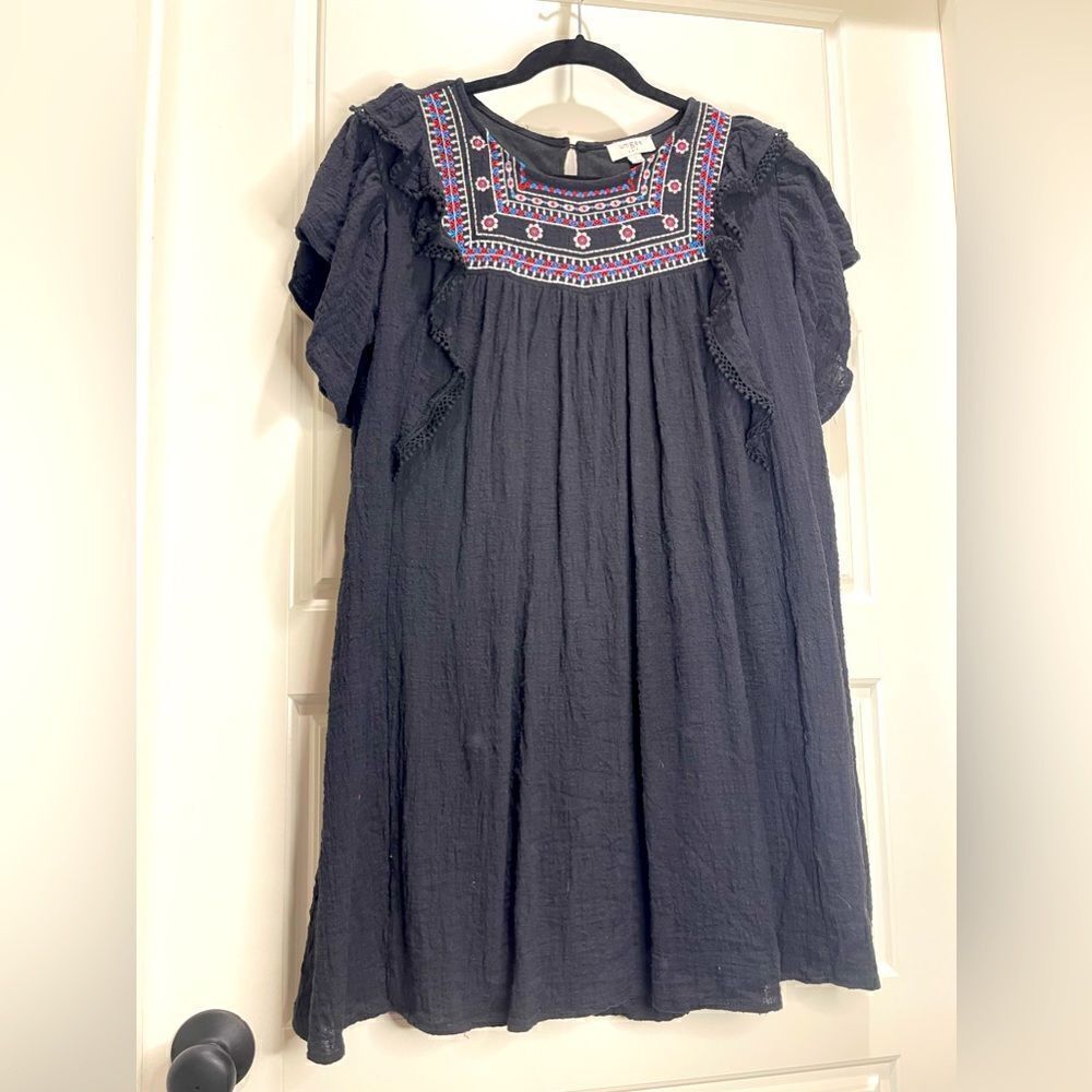💜 Umgee black cotton embroidered mini dress